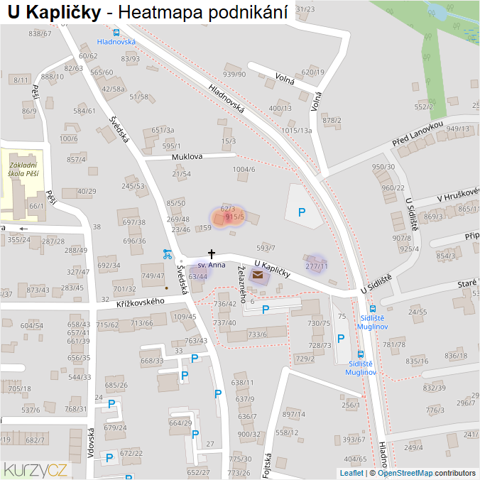 Mapa U Kapličky - Firmy v ulici.