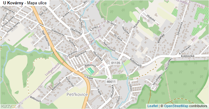 U Kovárny - mapa ulice