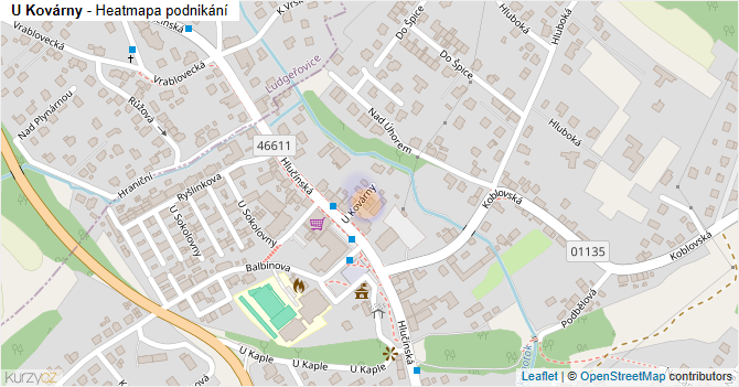 U Kovárny - mapa podnikání