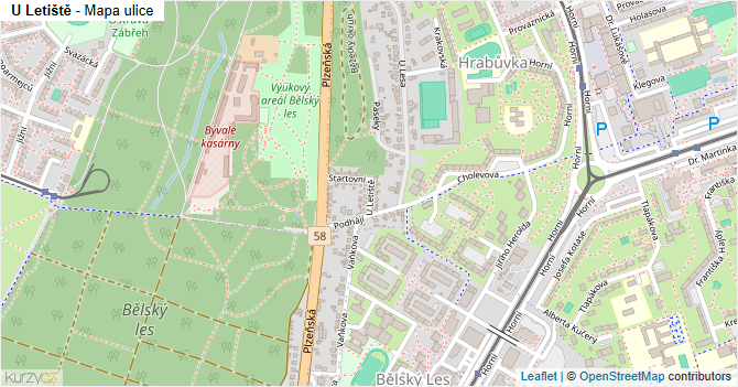 U Letiště - mapa ulice