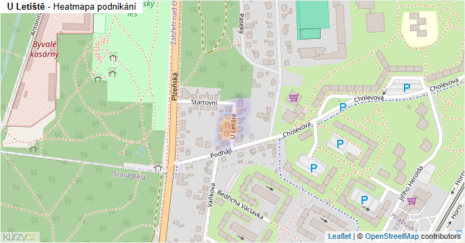 U Letiště - mapa podnikání