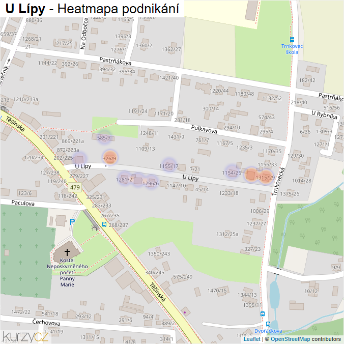 Mapa U Lípy - Firmy v ulici.