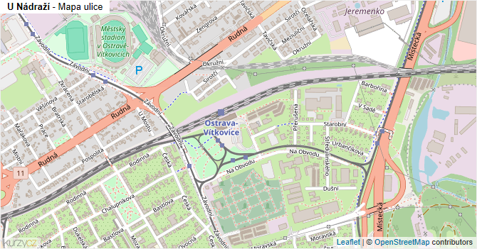 U Nádraží - mapa ulice