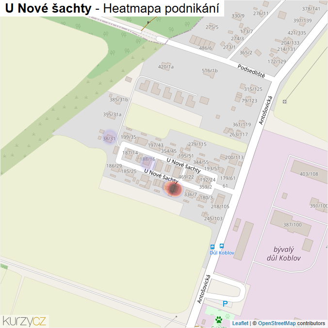 Mapa U Nové šachty - Firmy v ulici.