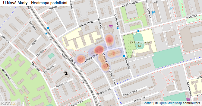 U Nové školy - mapa podnikání