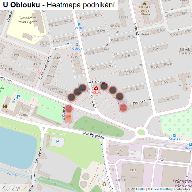 Mapa U Oblouku - Firmy v ulici.