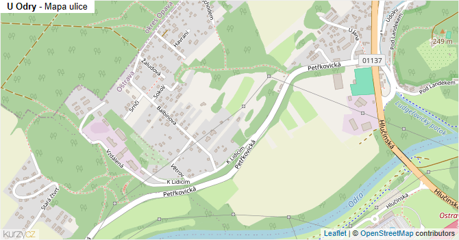 U Odry - mapa ulice
