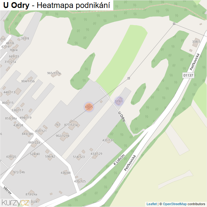 Mapa U Odry - Firmy v ulici.