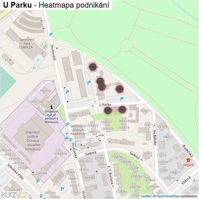 Mapa U Parku - Firmy v ulici.
