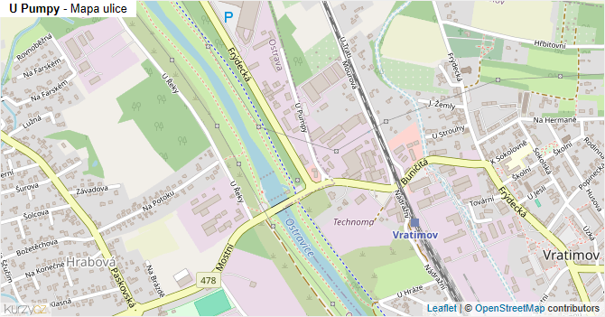 U Pumpy - mapa ulice
