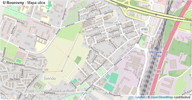 U Rourovny - mapa ulice