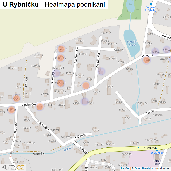 Mapa U Rybníčku - Firmy v ulici.