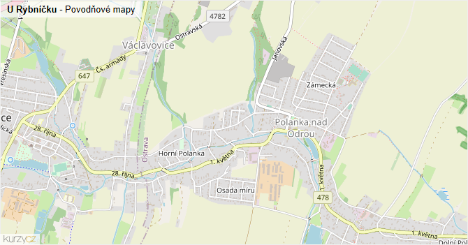 U Rybníčku - záplavové mapy stoleté vody