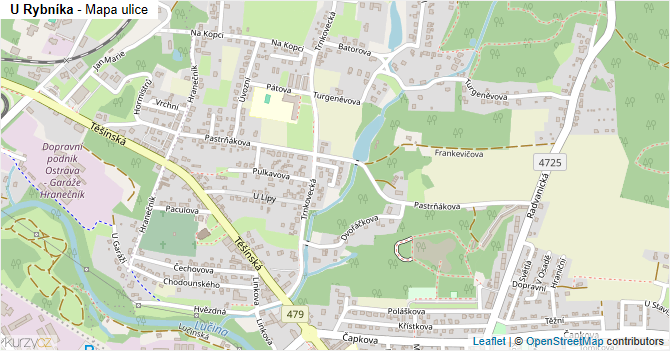 U Rybníka - mapa ulice