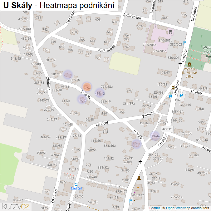 Mapa U Skály - Firmy v ulici.