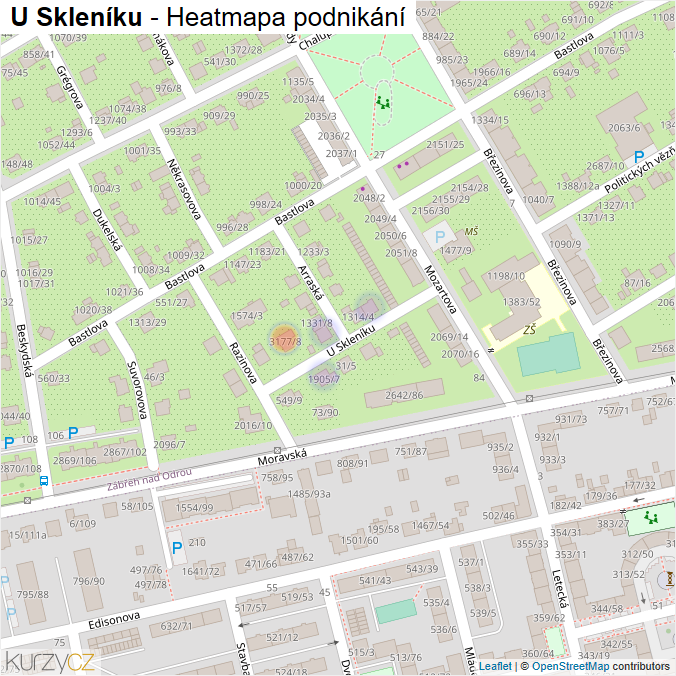 Mapa U Skleníku - Firmy v ulici.