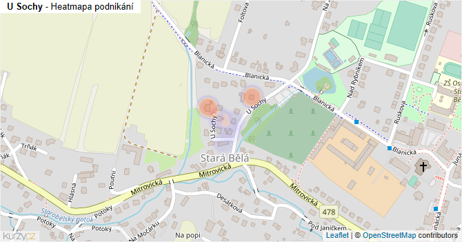 U Sochy - mapa podnikání