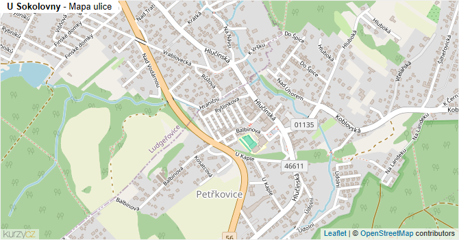 U Sokolovny - mapa ulice