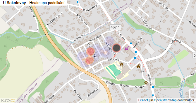 U Sokolovny - mapa podnikání