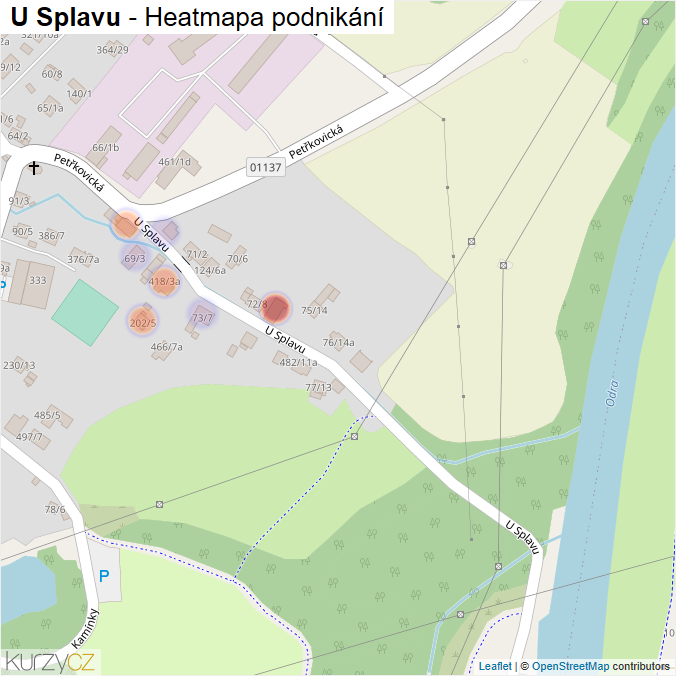 Mapa U Splavu - Firmy v ulici.