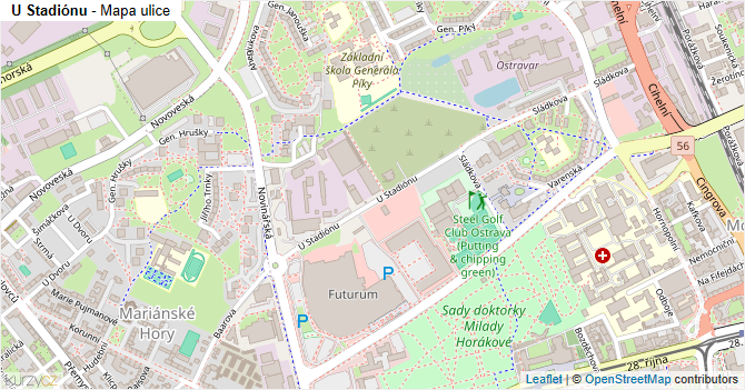 U Stadiónu - mapa ulice