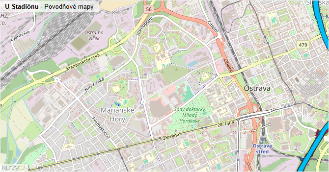 U Stadiónu - záplavové mapy stoleté vody