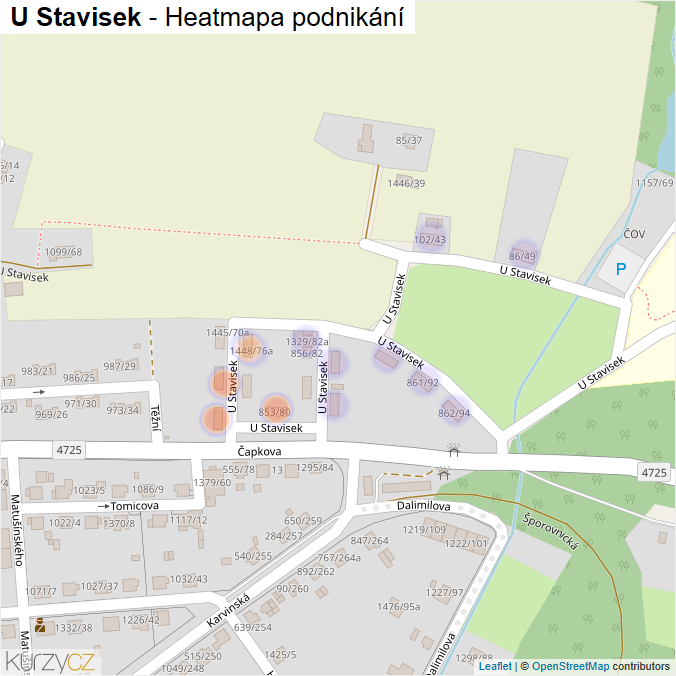 Mapa U Stavisek - Firmy v ulici.