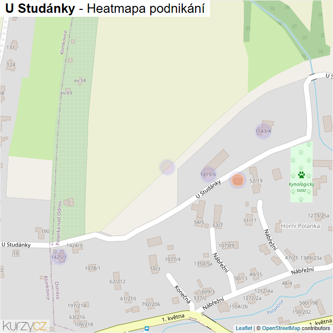 Mapa U Studánky - Firmy v ulici.