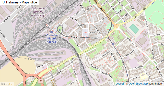 U Tiskárny - mapa ulice