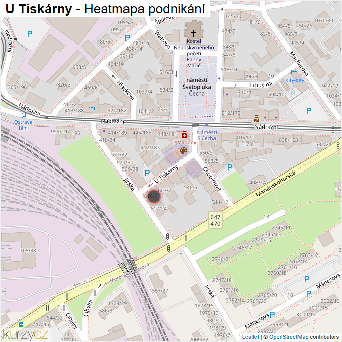 Mapa U Tiskárny - Firmy v ulici.