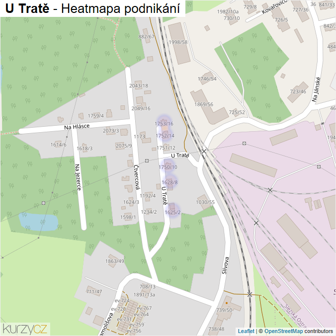 Mapa U Tratě - Firmy v ulici.