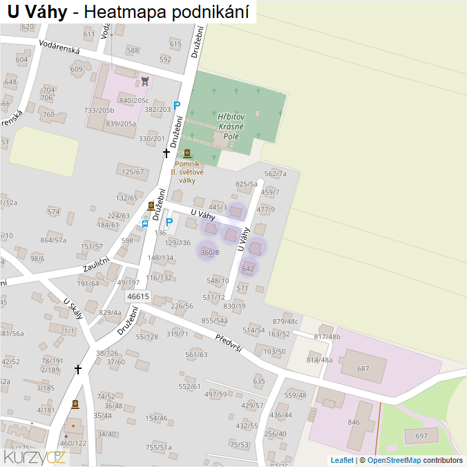Mapa U Váhy - Firmy v ulici.