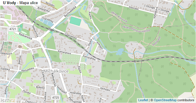 U Vody - mapa ulice