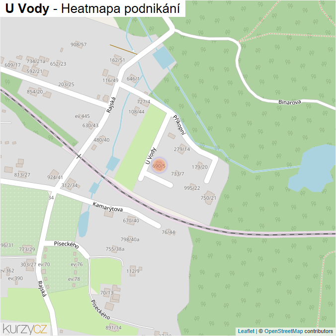 Mapa U Vody - Firmy v ulici.