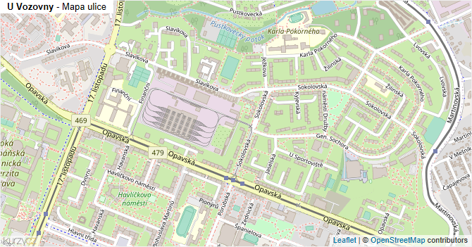 U Vozovny - mapa ulice