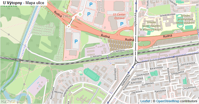 U Výtopny - mapa ulice