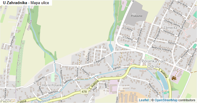 U Zahradníka - mapa ulice