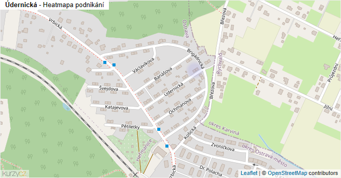 Údernická - mapa podnikání