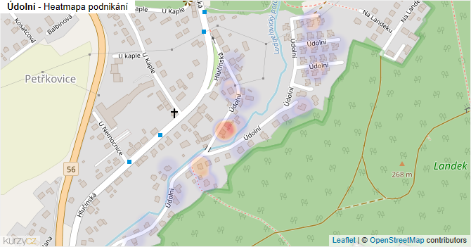 Údolní - mapa podnikání