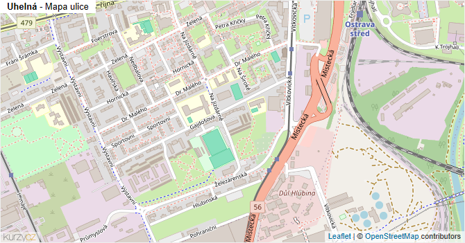Uhelná - mapa ulice
