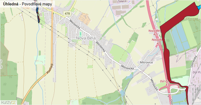 Úhledná - záplavové mapy stoleté vody