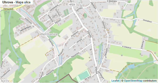 Uhrova - mapa ulice