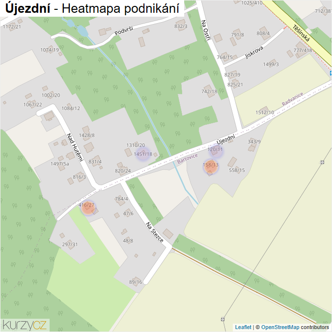 Mapa Újezdní - Firmy v ulici.