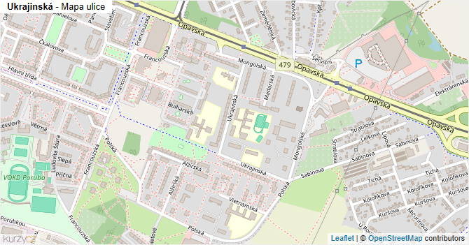 Ukrajinská - mapa ulice