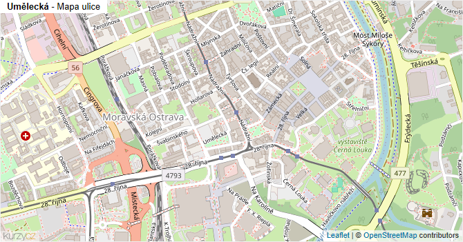 Umělecká - mapa ulice