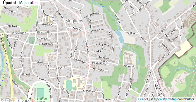 Úpadní - mapa ulice