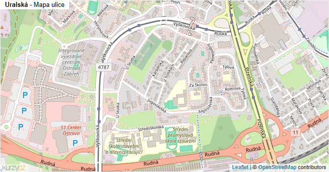 Uralská - mapa ulice