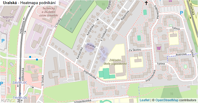 Uralská - mapa podnikání