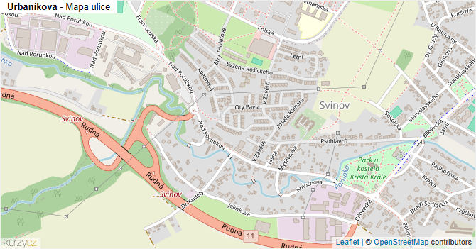 Urbaníkova - mapa ulice