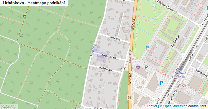 Urbánkova - mapa podnikání